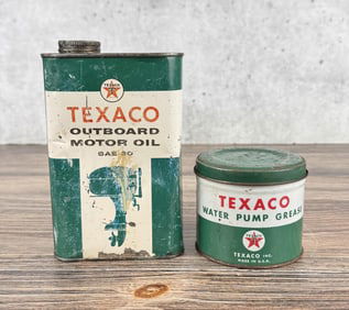Texaco Outboard Motor Oil Grease Cans