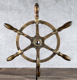 Brass 6 Spoke Nautical Ship Yacht Boat Wheel