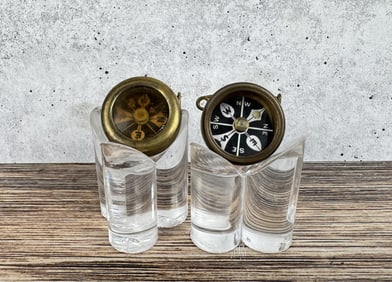 Marbles Brass Hunting Pin On Compasses