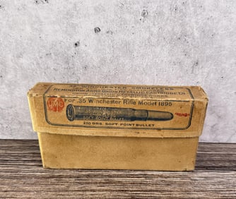 Winchester Model 1895 UMC .35 Ammo Box and Brass