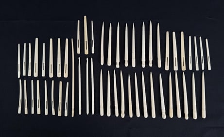 Antique Sailor Made Bone Sewing Awls Needles