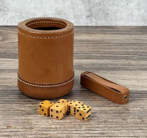 Antique Leather Gambling Dice Cup