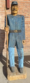 Folk Art Life Size Carved Indian Wars Soldier