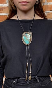 Navajo Sterling Silver Turquoise Bolo Tie