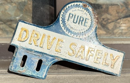 Pure Oil Drive Safely License Plate Topper