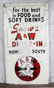 1950s Kalispell Montana A&W Root Beer Metal Sign