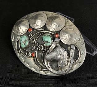 Squaw Wrap Native American Indian Belt Buckle