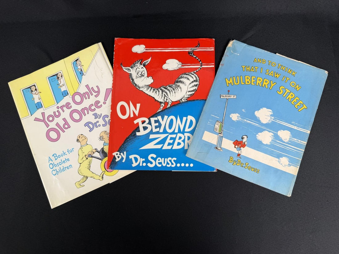 Collection of Dr. Seuss Dust Jackets: Including one for the banned book And to Think That I Saw it on Mulberry Street.