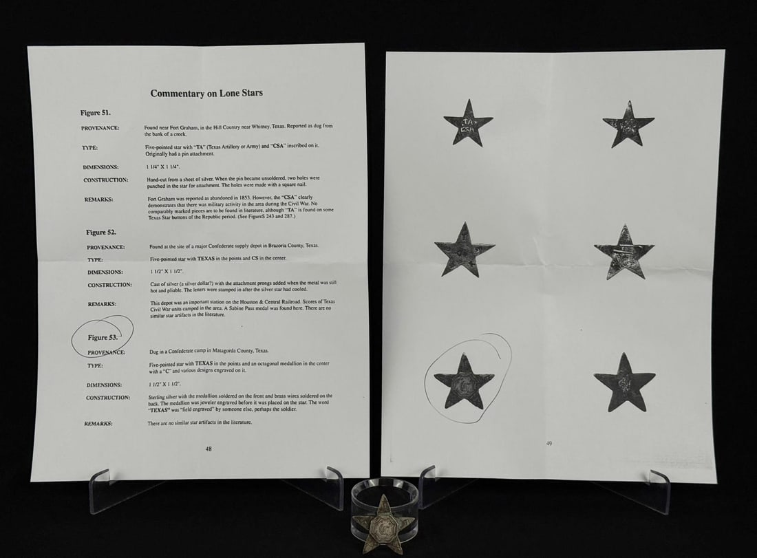 Civil War Confederate Texas Lone Star Hat Badge (1 of 4)