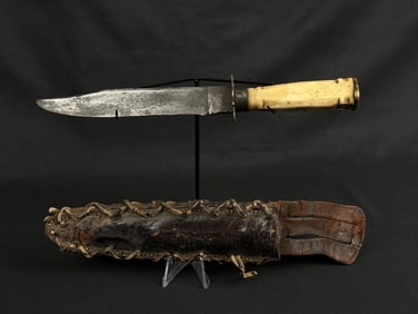 Scrimshaw Indian Scalp Frontier Bowie Knife