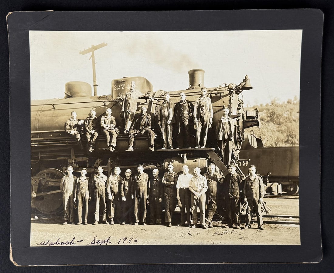 Wabash Railroad Locomotive No 2274 Photo: Locomotive and crew, 1926. 9" by 11". Missouri. From the Ralph Merry Collection of Historic Photography.