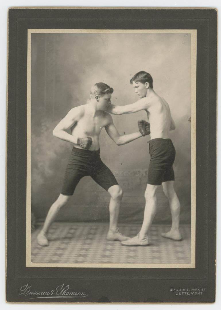 Dusseau Butte Montana Boxer Pugilist Cabinet Photo: Butte, Montana. 5" by 7". From the Ralph Merry Collection of Historic Photography.