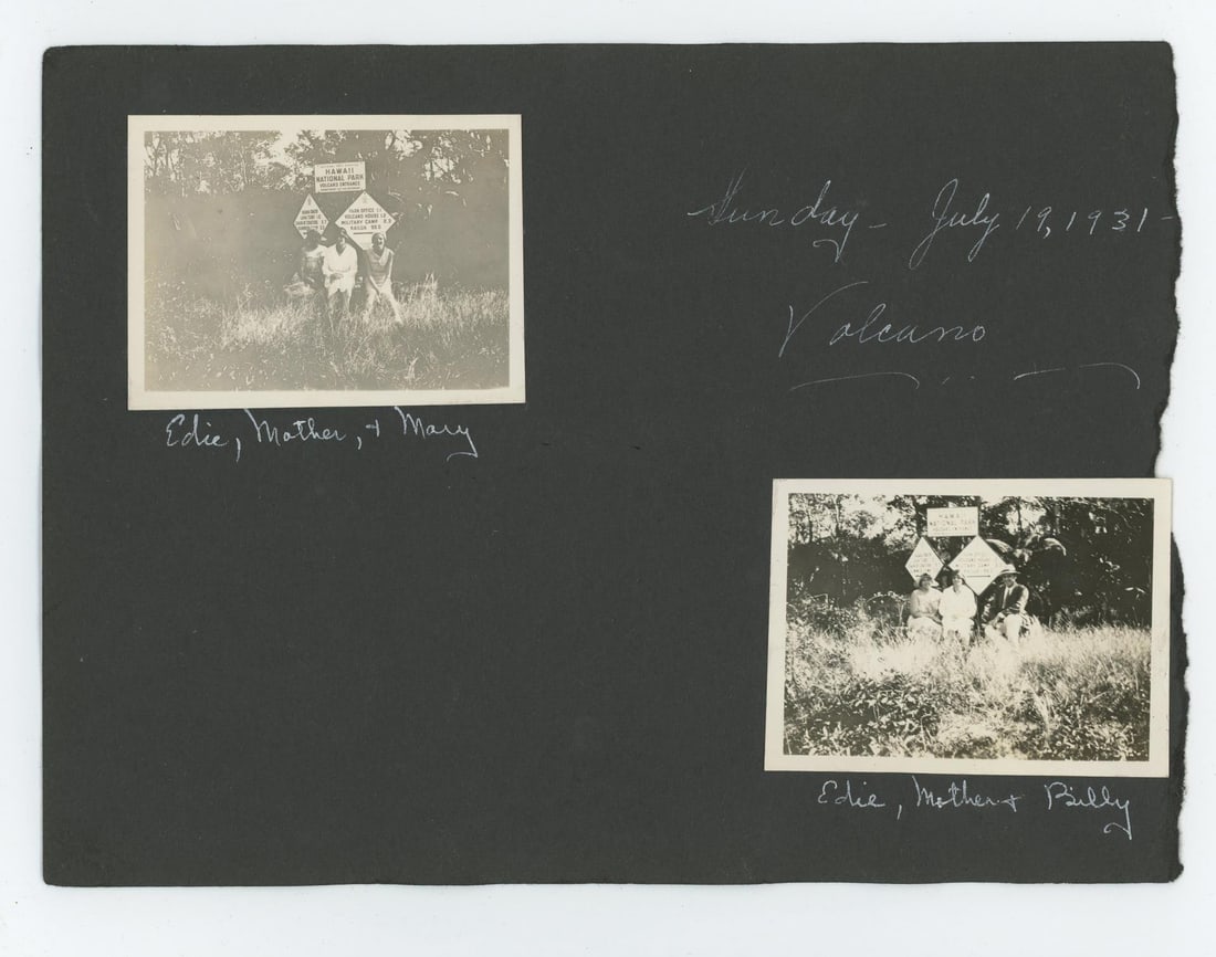 Hawaii National Park Forest Service Sign Photo: Wonderful historic image. Dated 1931. Volcano Entrance. 7" by 9 1/2".