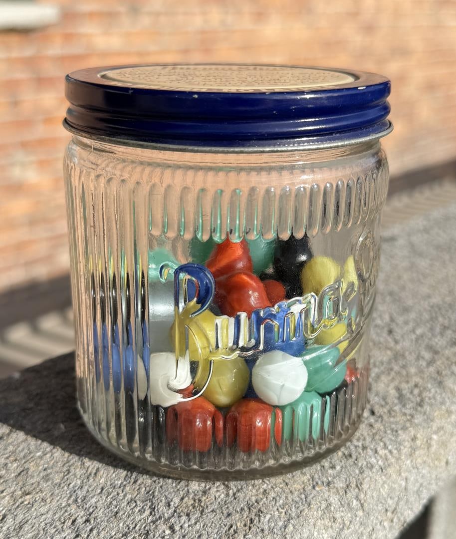 Jar of Vintage Marbles: Jar measures 4" by 3 1/2".
