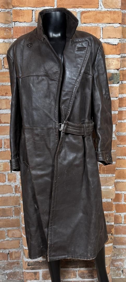 WW2 German Striegel Wagner Motorcycle Jacket: Overcoat Measures 18" chest, 44" length and 19" shoulder to shoulder.