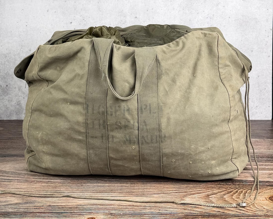 Vietnam War Green Airborne Parachute: Comes in Rigger Bag. From the estate of Special Forces Sargent Rand Garland Jones of Stevensville Montana.