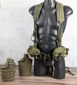 Vietnam War US Army Ammo Belt Suspenders Canteens