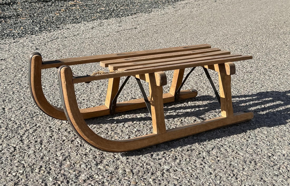 Davos Wooden Winter Sledge Snow Sled Sleigh: Measures 31" by 12" by 10".