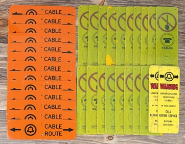 Group of Telephone Cable Warning Signs