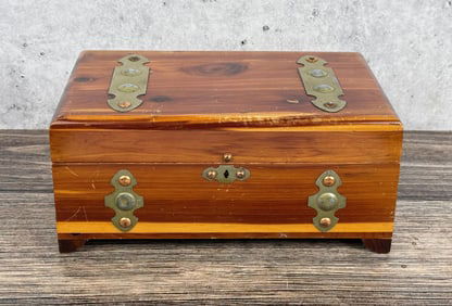 Cedar Treasure Chest Jewelry Trinket Box