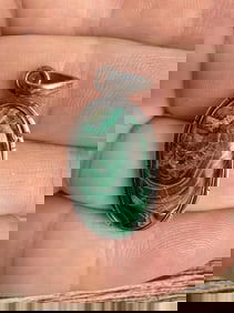 Navajo Sterling Silver Malachite Necklace Pendant