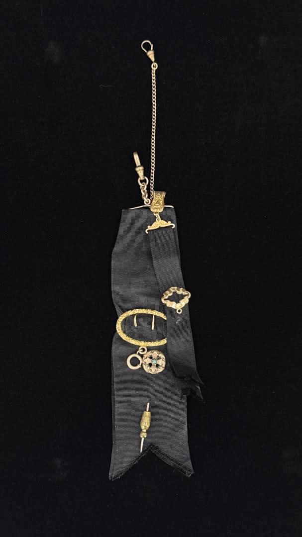 Gold Filled Victoria Mourning Pocket Watch Fobs: Lot of 2