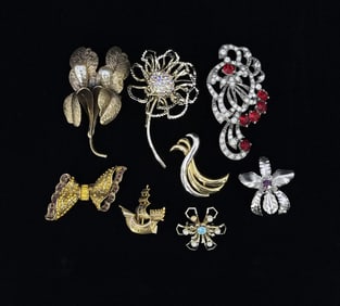 Collection of Costume Jewelry Brooches