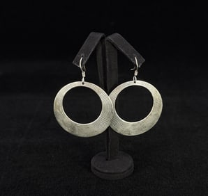 Art Deco Sterling Silver Hoop Earrings