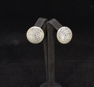 Navajo Sterling Silver Pot Design Earrings