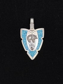 Navajo Sterling Silver Turquoise Arrowhead Pendant