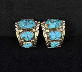 Navajo 14k Gold Turquoise Watch Band Tips