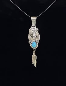 Navajo Sterling Silver Turquoise Pendant