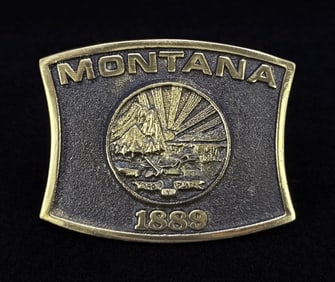 Bronze Montana Centennial Belt Buckle