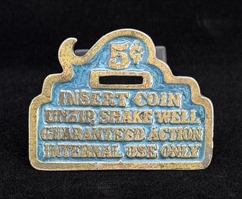 Insert Coin Unzip Guaranteed Action Belt Buckle