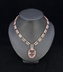 Victorian Pink Paste Costume Jewelry Necklace
