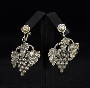 Sterling Silver Grape Cluster Earrings