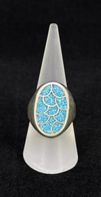Zuni Inlaid Sterling Silver Ring