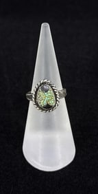 Navajo Sterling Silver Turquoise Chip Inlay Ring