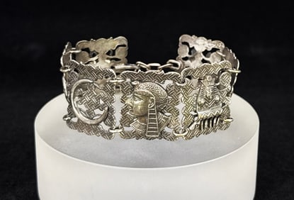 Sterling Silver Egyptian Pattern Bracelet