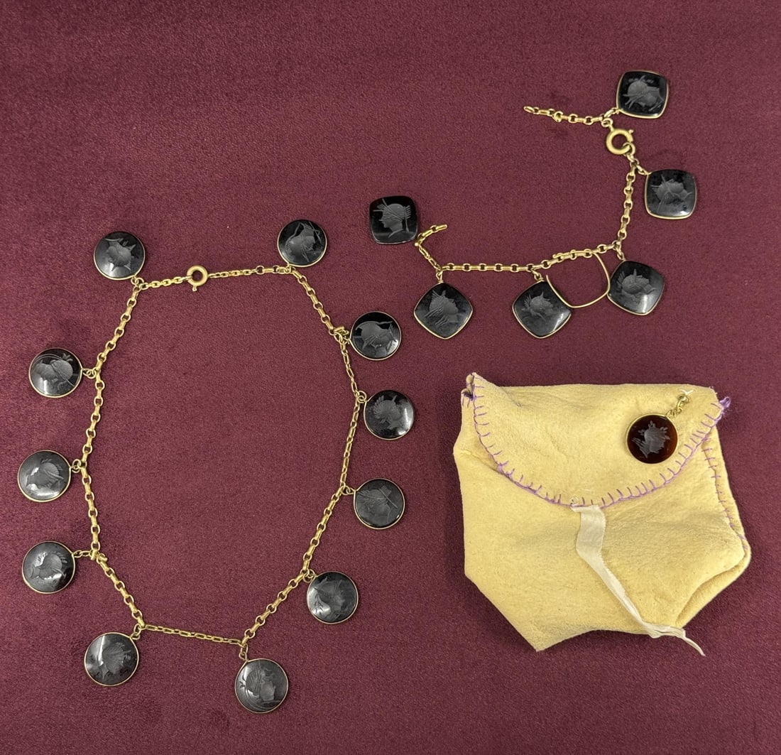 Victorian Intaglio Carved Jewelry Grouping: Nice grouping.