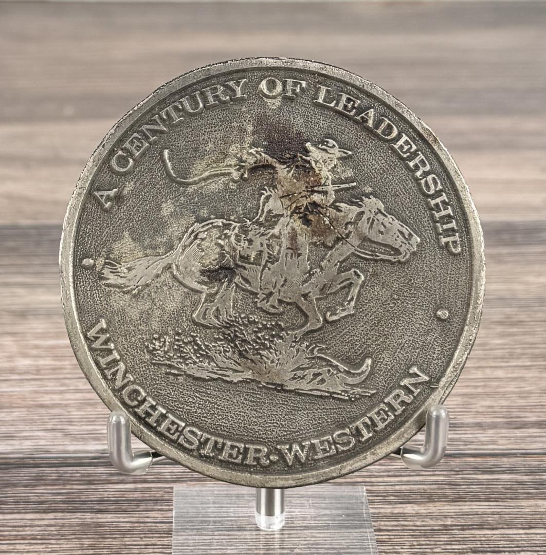 Winchester 100 Year Commemorative Coaster: A Century of Leadership 1866-1966. 3 1/4" diameter.