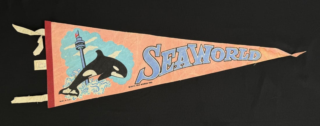 1973 SeaWorld Souvenir Felt Pennant: 26 1/4" by 8 3/4"