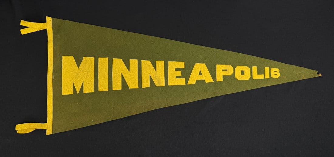 Minneapolis Minnesota Sewn Souvenir Felt Pennant: 32 1/2" by 14". Sewn on Letters.