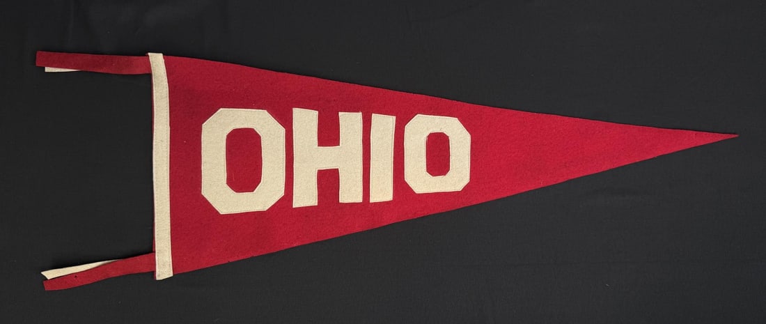 Ohio State University Sewn Sounvenir Felt Pennant: 29 1/4" by 11". Sewn on Letters.