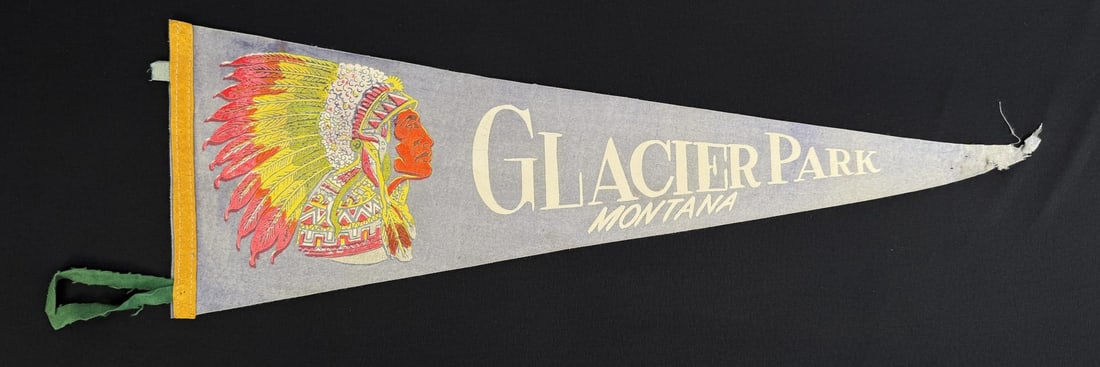 Glacier Park Montana Souvenir Felt Pennant: 25 1/2" by 8 1/2".
