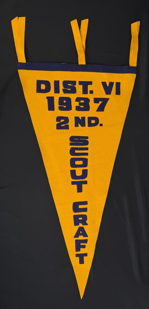 1937 Boy Scout Craft Souvenir Felt Pennant: District VI 1937, 2nd. 33 1/2" by 17 1/2".