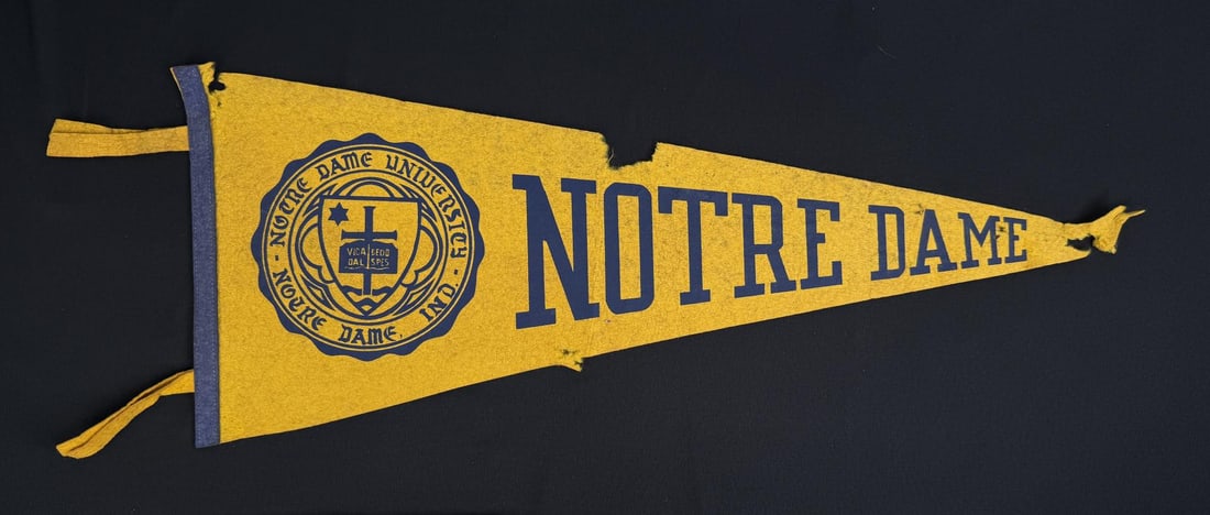 Notre Dame University Souvenir Felt Pennant: 28" by 11 1/2".