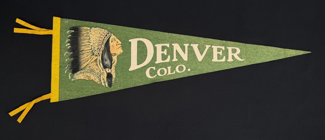 Denver Colorado Indian Souvenir Felt Pennant: 26 1/2" by 8 1/2".