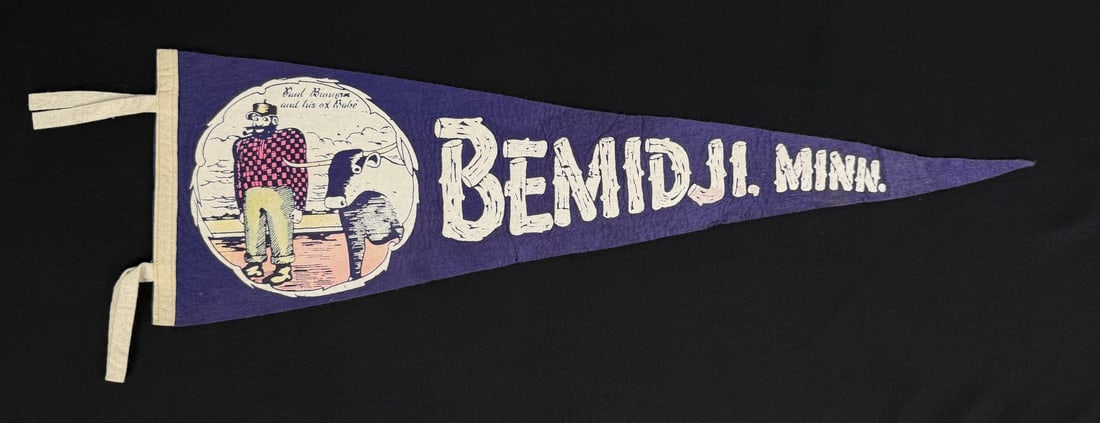 Bemidji Minnesota Souvenir Felt Pennant: 25 1/2" by 8".