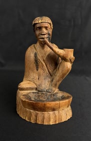 Igorot Philippines Man Smoking Pipe Carving